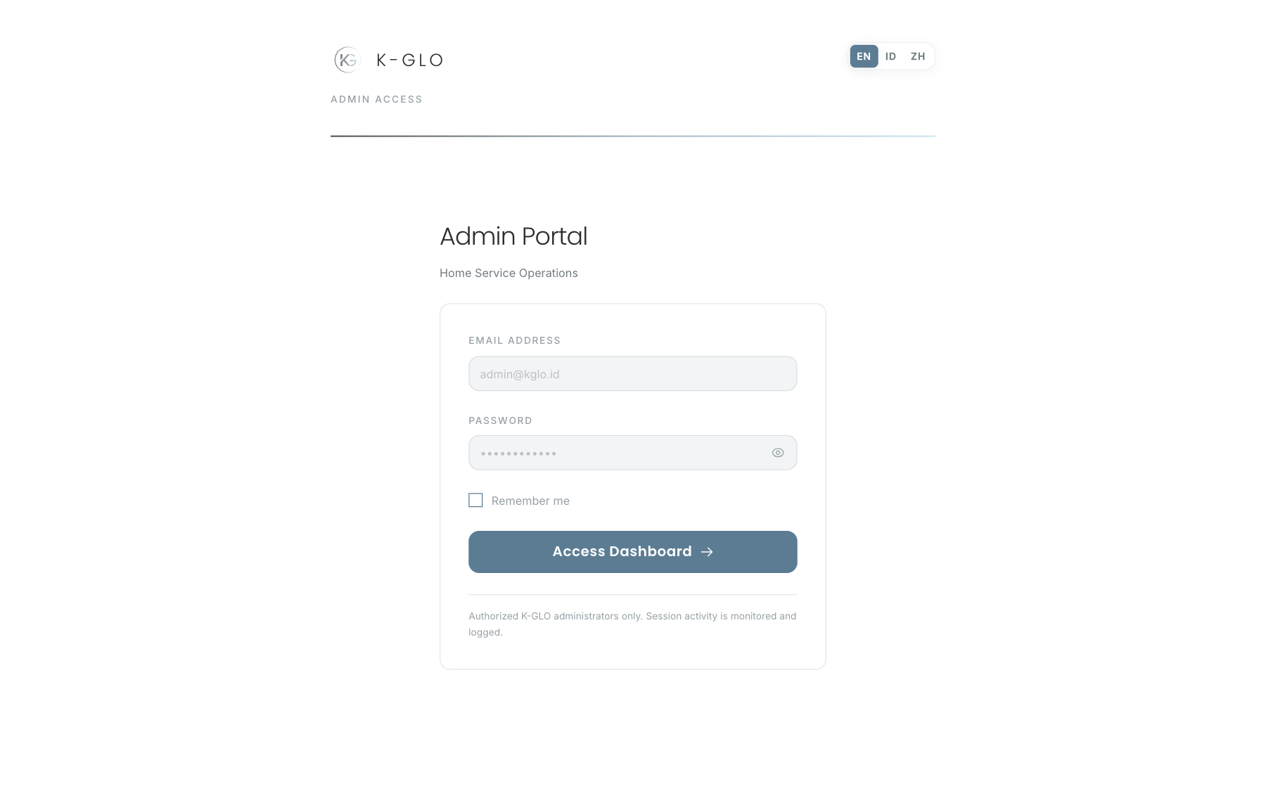 Admin login page