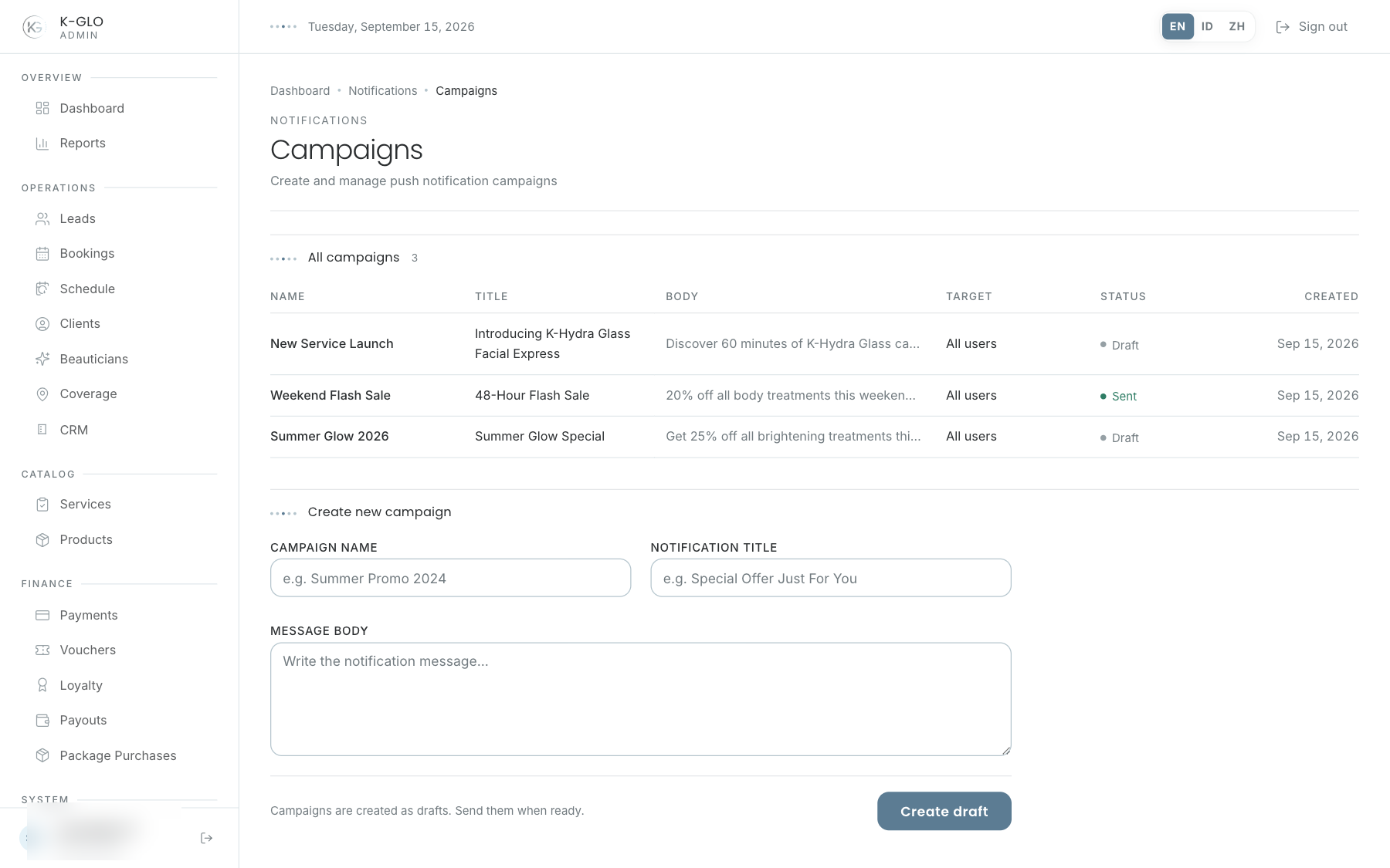 Campaign draft composer