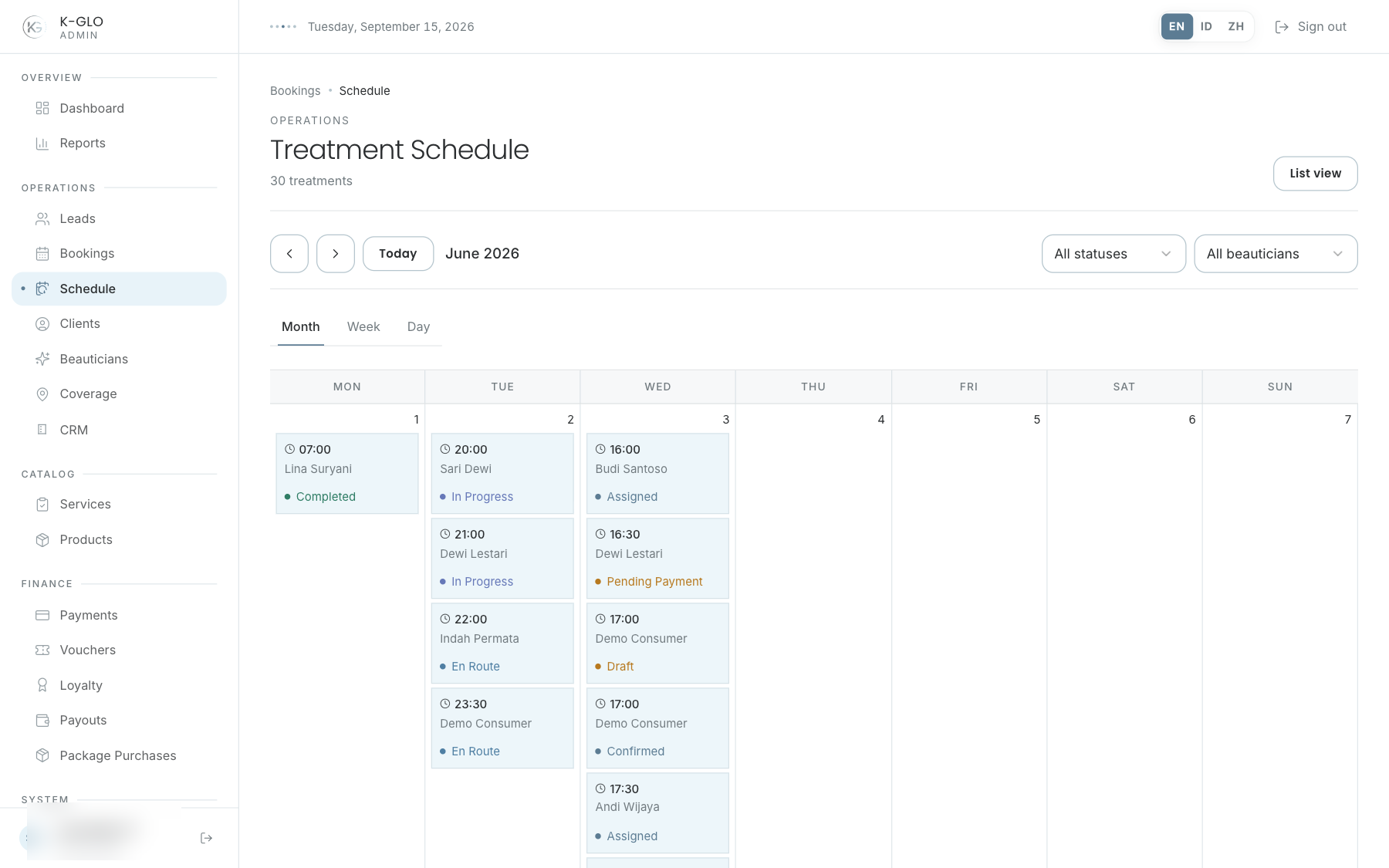 Schedule calendar